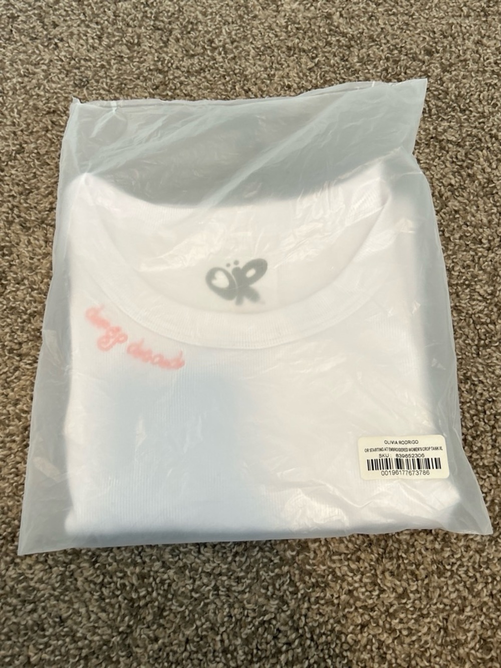 Olivia Rodrigo White Crop Top with Butterfly Detail